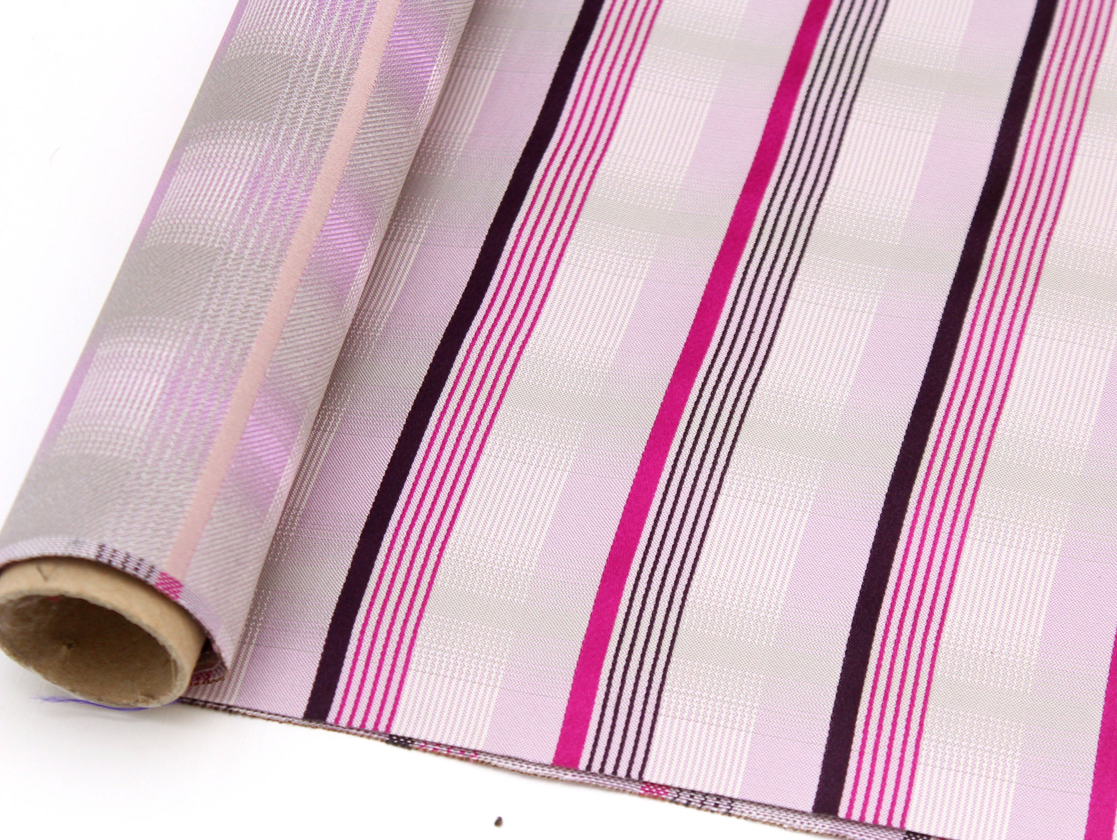 White Fuchsia Purple Stripe Silk Fabric
