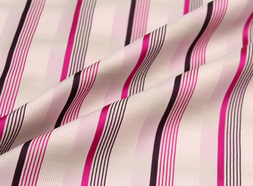 White Fuchsia Purple Stripe Silk Fabric