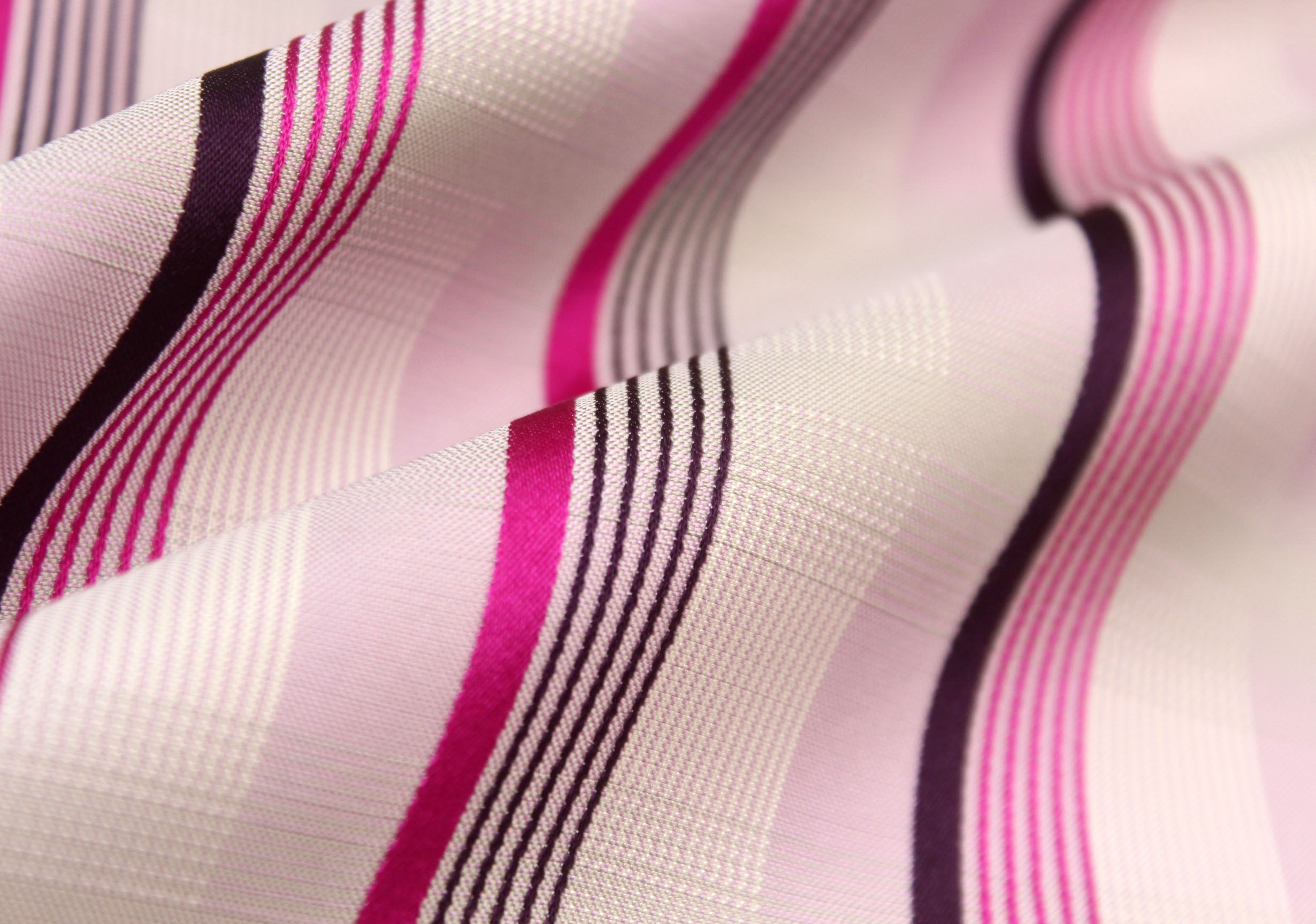 White Fuchsia Purple Stripe Silk Fabric