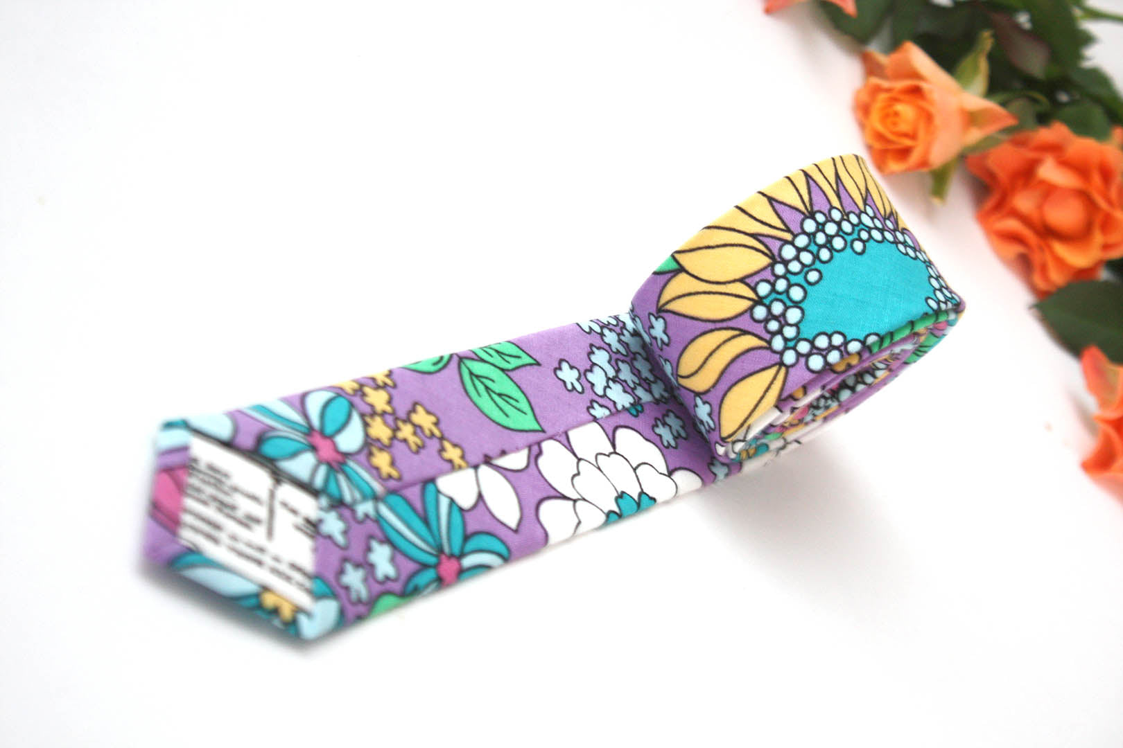 Pink Teal Purple Floral Necktie