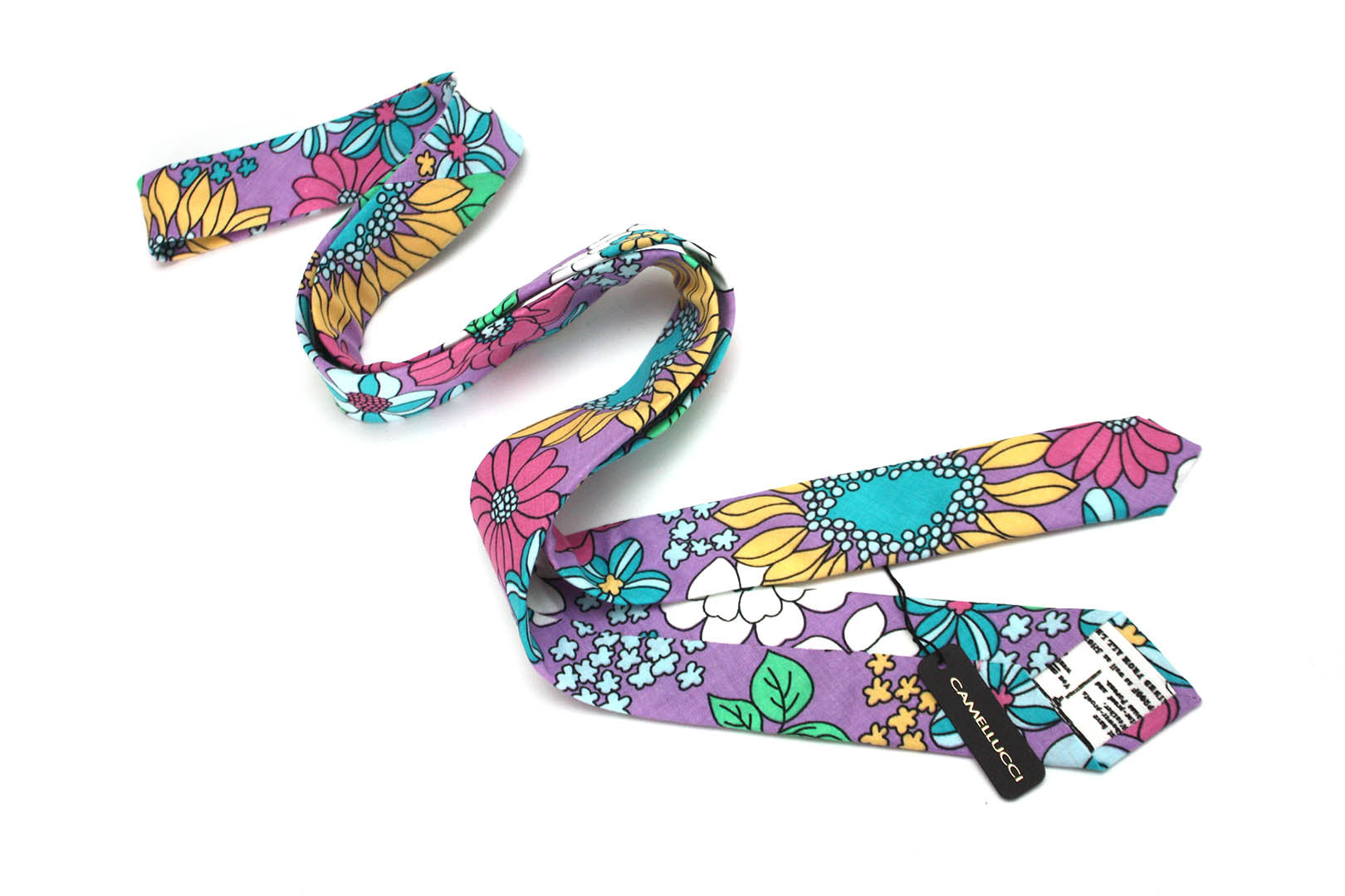 Pink Teal Purple Floral Necktie