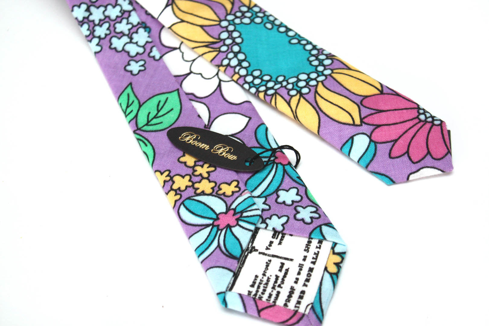 Pink Teal Purple Floral Necktie