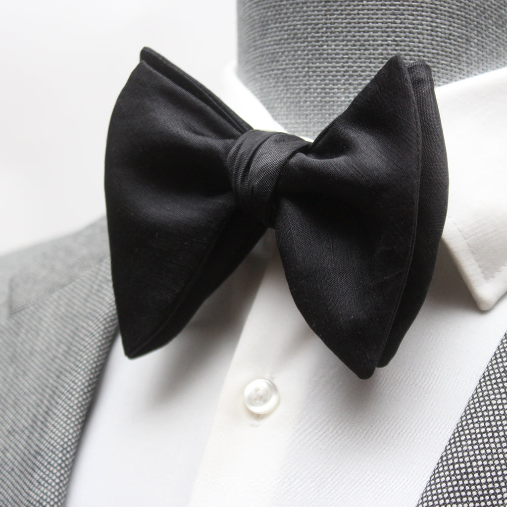 Basic Solid Silk Linen Bow Tie