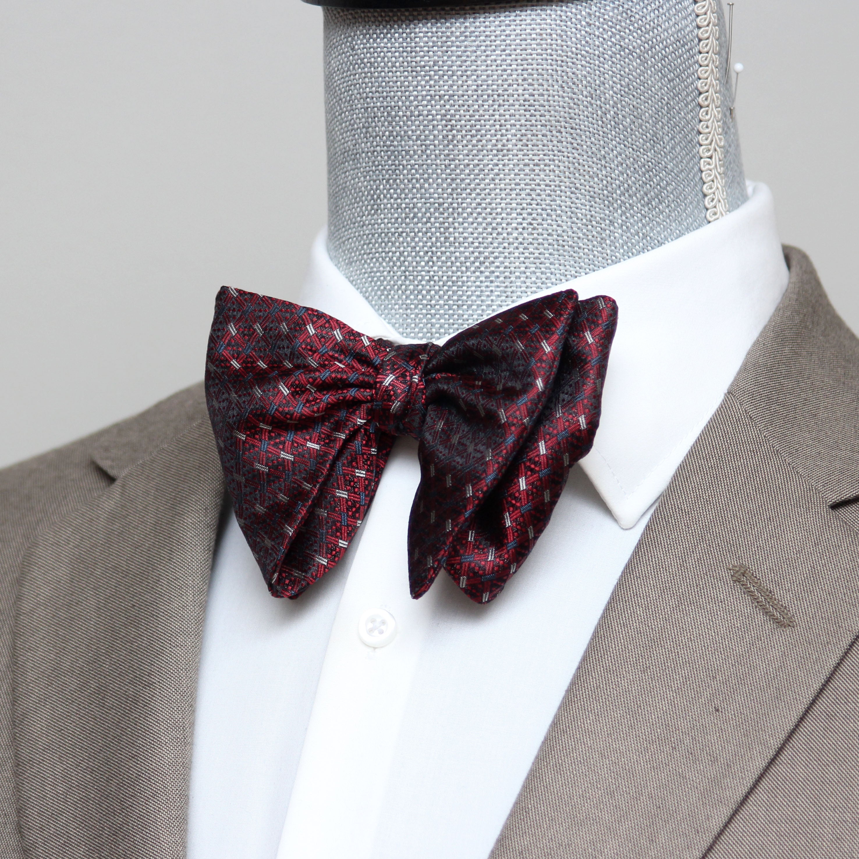 Maroon Red Silk Large Butterfly Self-Tie Bow Tie | Camellucci