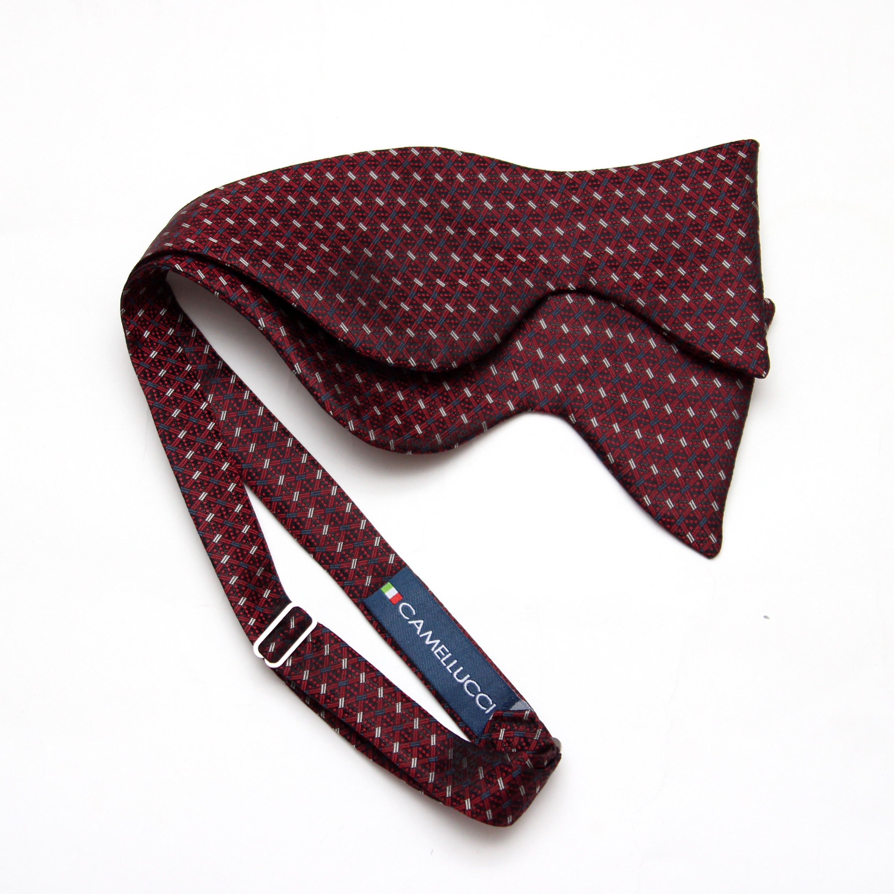 Maroon Red Silk Large Butterfly Self-Tie Bow Tie | Camellucci