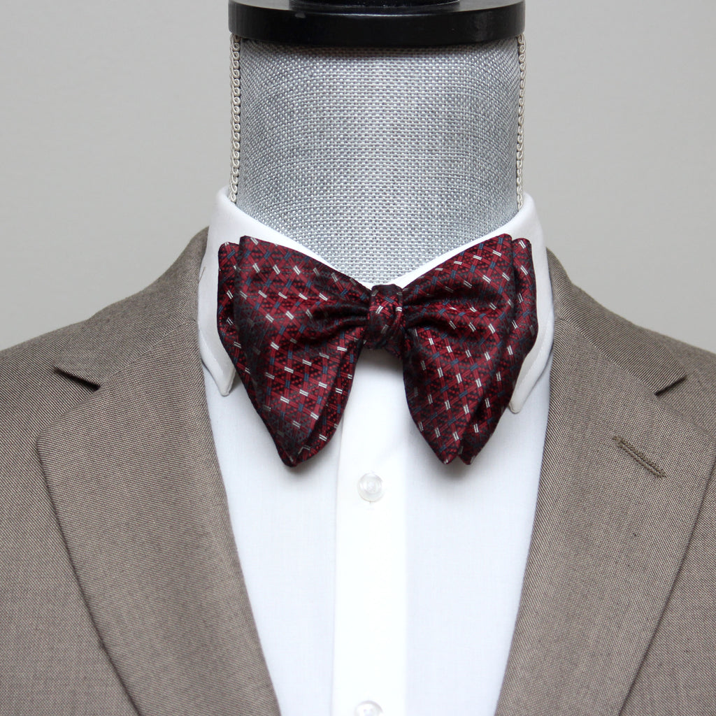Maroon Red Silk Large Butterfly Self-Tie Bow Tie | Camellucci