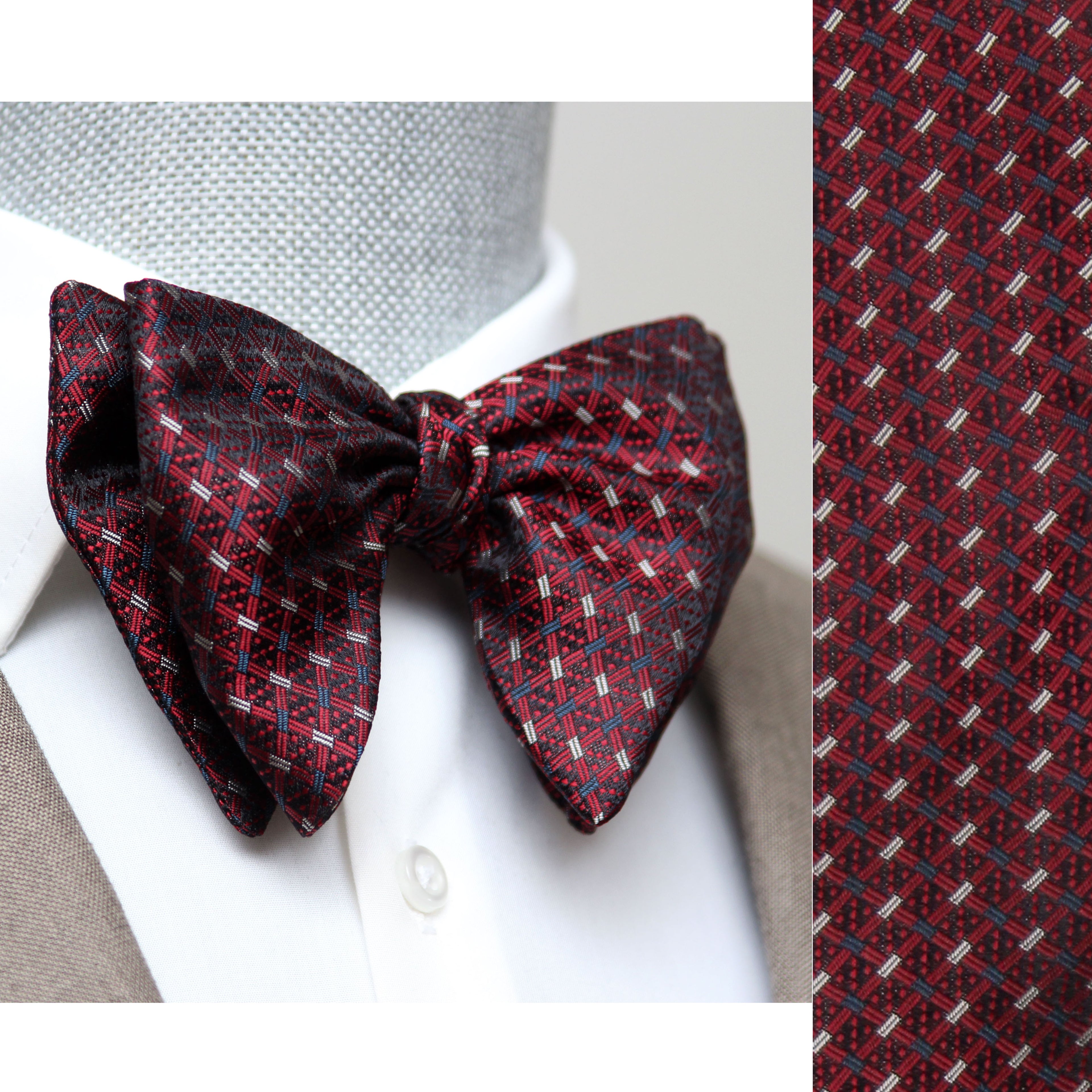 Maroon Red Silk Large Butterfly Self-Tie Bow Tie | Camellucci