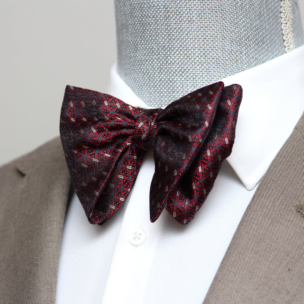 Maroon Red Silk Large Butterfly Self-Tie Bow Tie | Camellucci