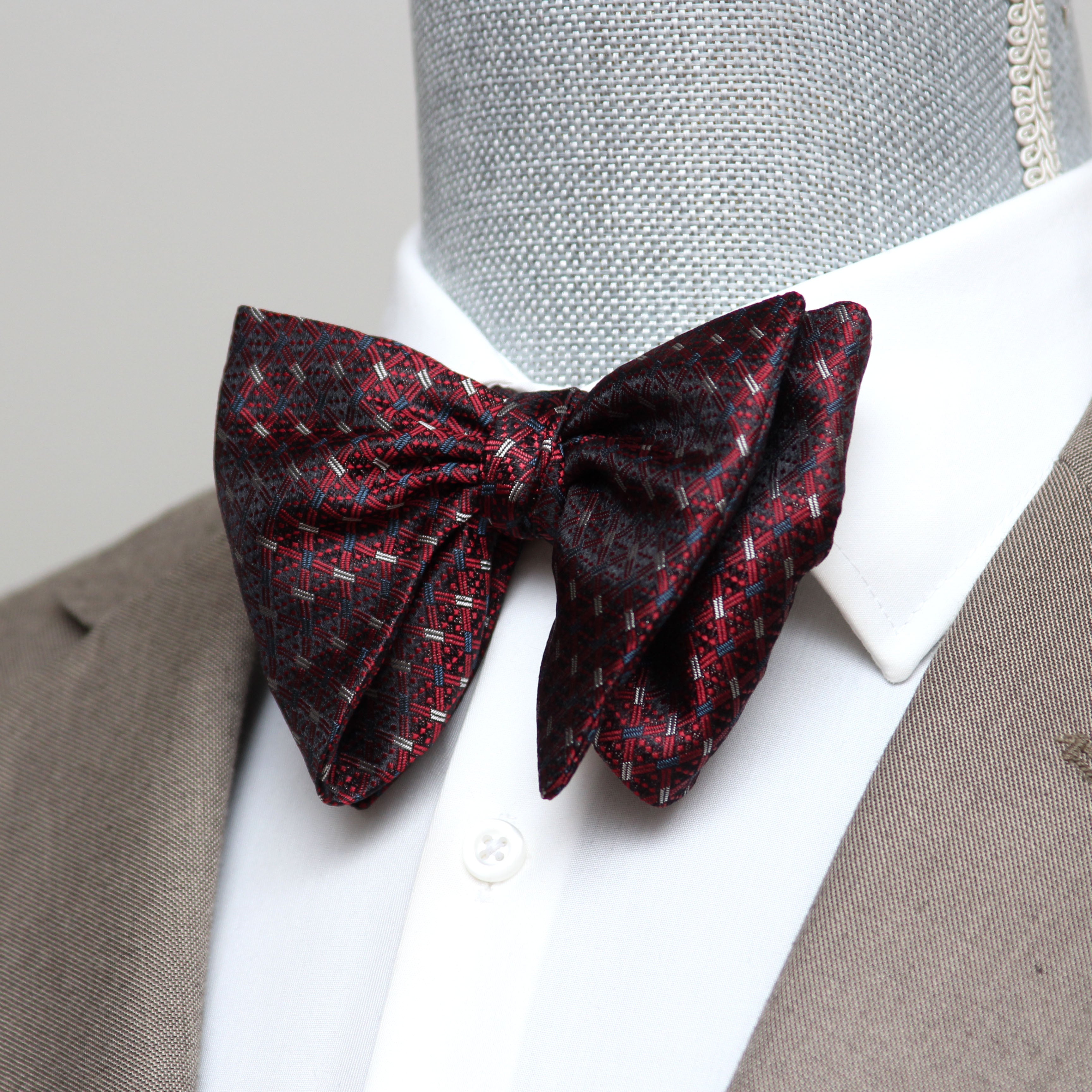 Maroon Red Silk Large Butterfly Self-Tie Bow Tie | Camellucci