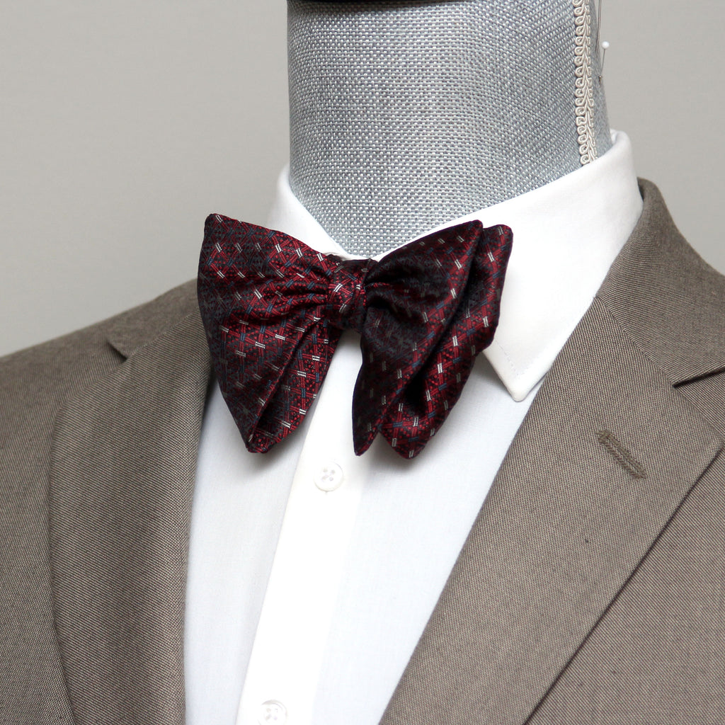 Maroon Red Silk Large Butterfly Self-Tie Bow Tie | Camellucci