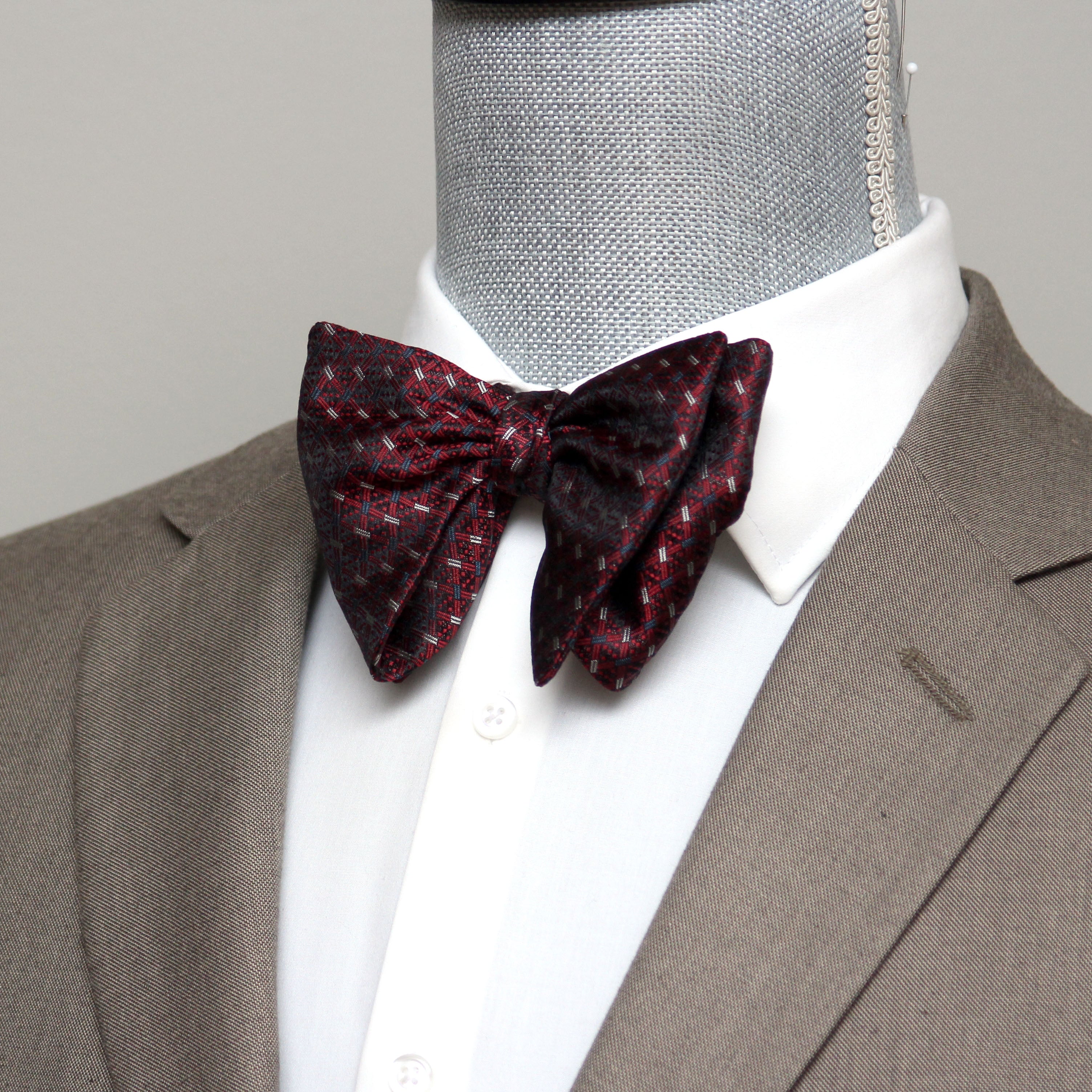 Maroon Red Silk Large Butterfly Self-Tie Bow Tie | Camellucci