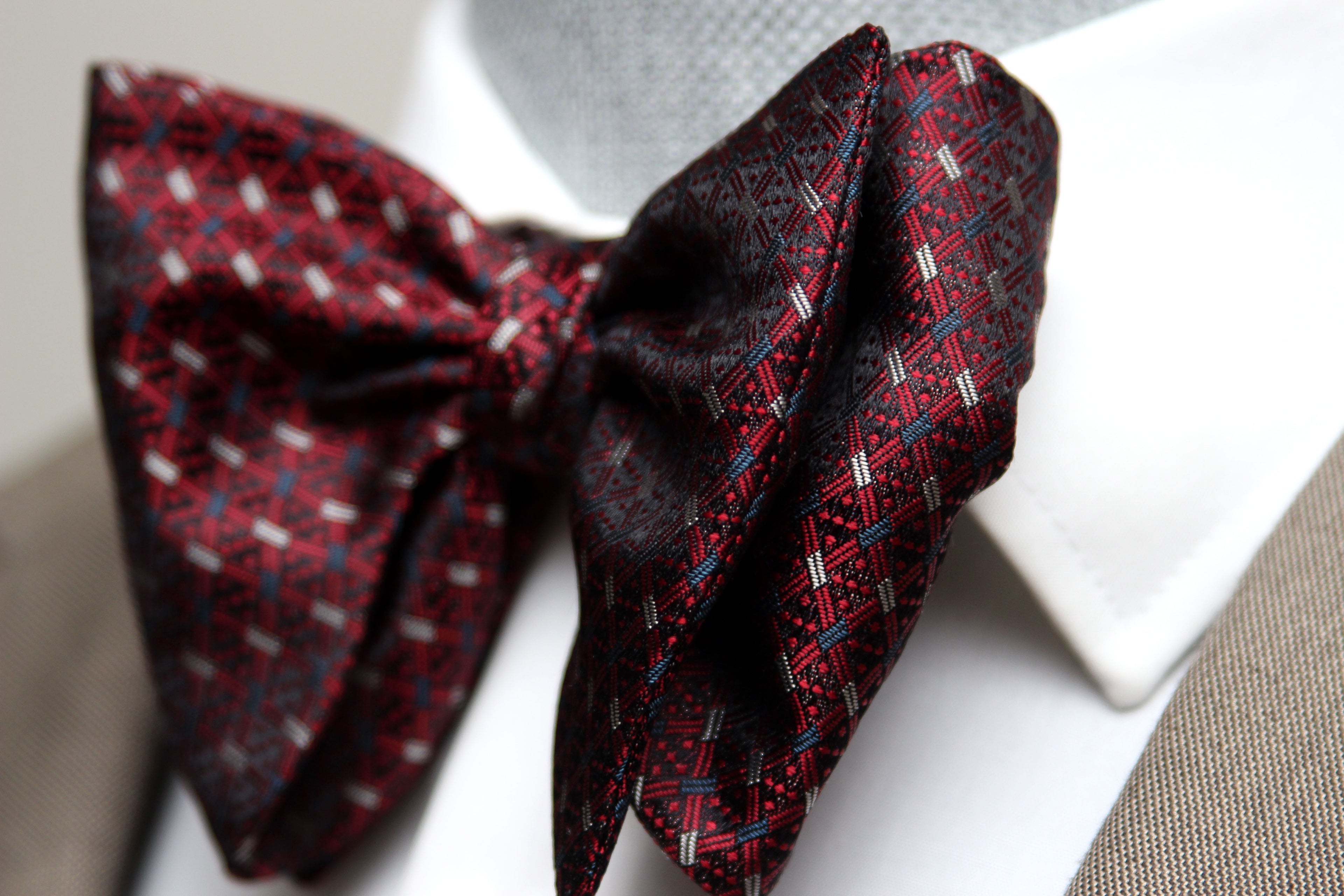 Maroon Red Silk Large Butterfly Self-Tie Bow Tie | Camellucci