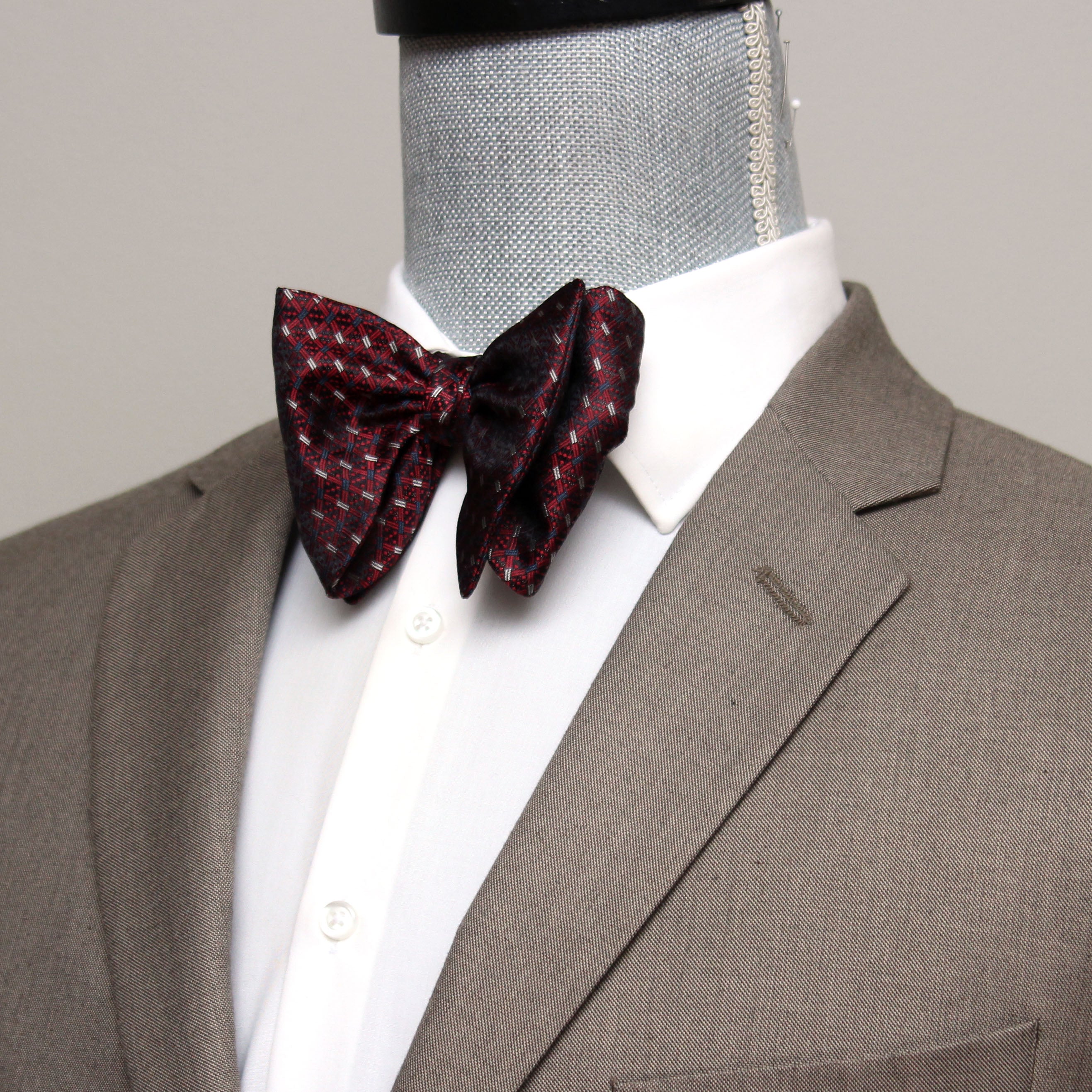Maroon Red Silk Large Butterfly Self-Tie Bow Tie | Camellucci