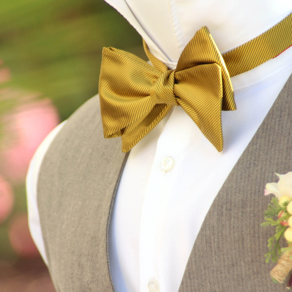 Mustard Gold Self-Tied Silk Bow Tie | Camellucci