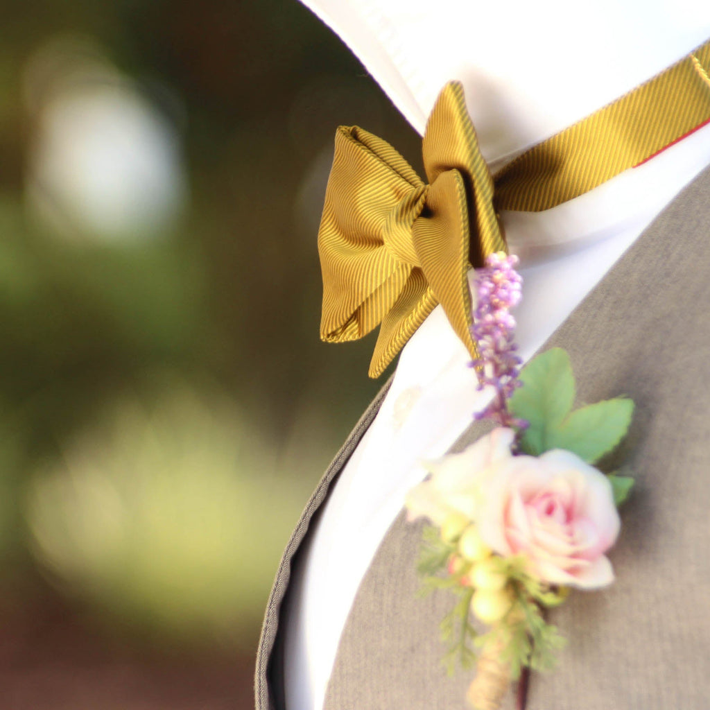 Mustard Gold Self-Tied Silk Bow Tie | Camellucci