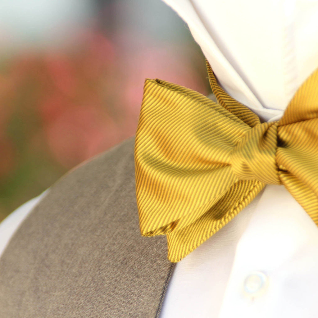 Mustard Gold Self-Tied Silk Bow Tie | Camellucci