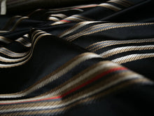 Load image into Gallery viewer, Black Stripe Flower Embroidery Silk Fabric
