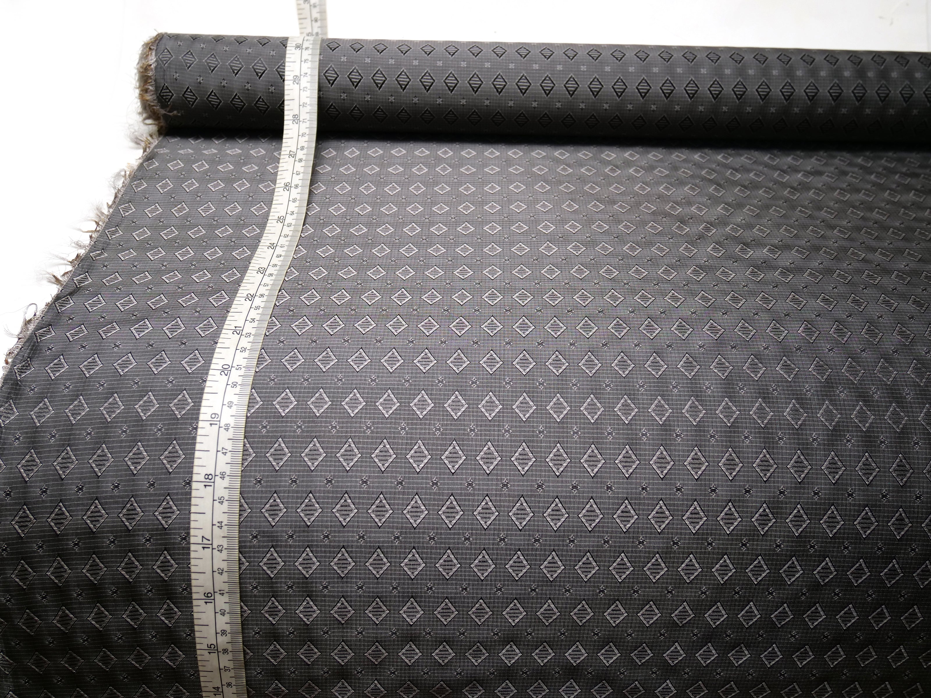 Grey ornament Silk Fabric 42" width