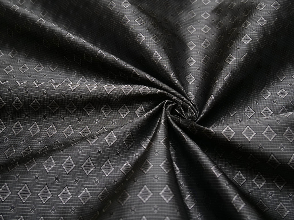 Grey ornament Silk Fabric 42" width