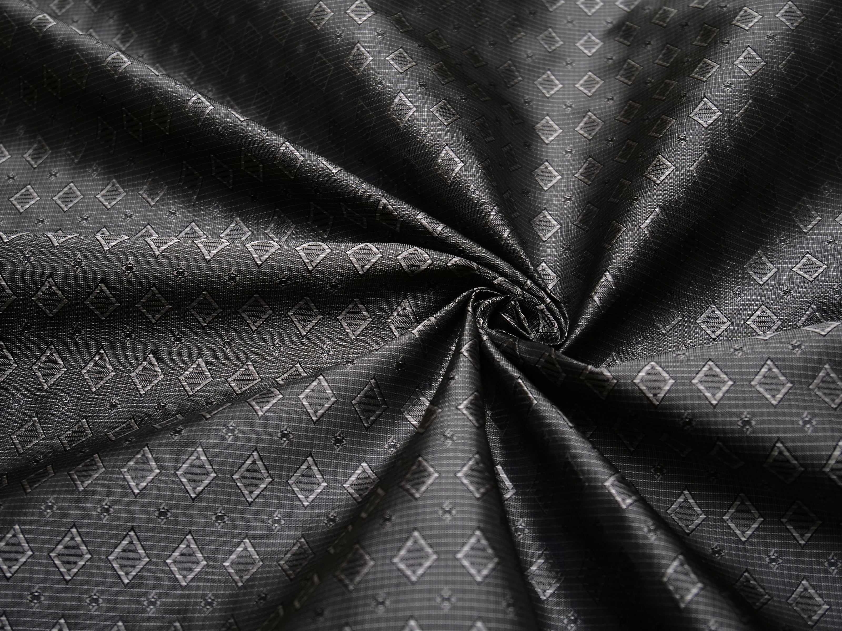 Grey ornament Silk Fabric 42" width