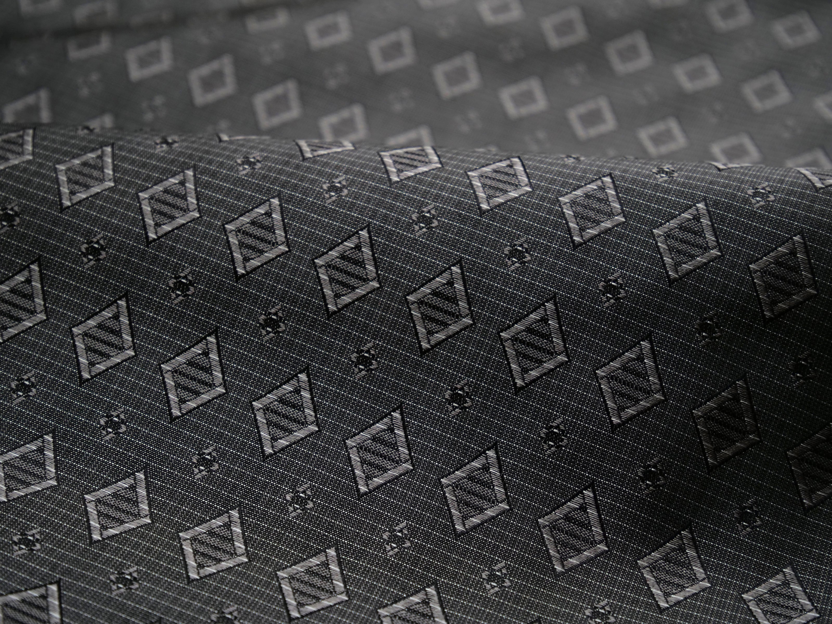 Grey ornament Silk Fabric 42" width