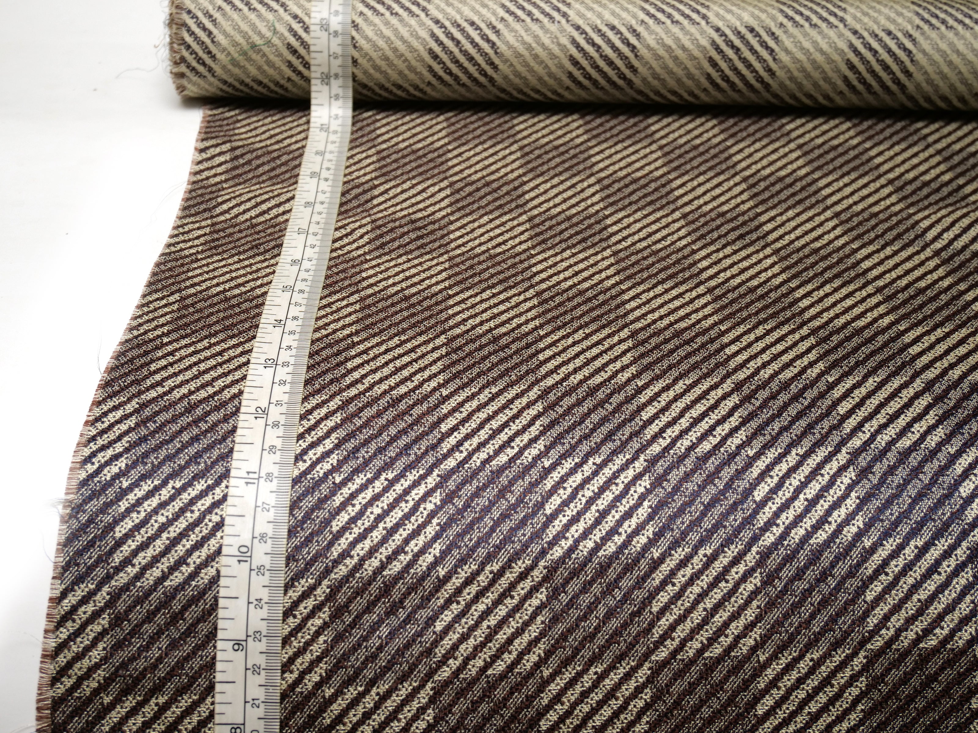 Brown Beige Diagonal Stripe Сhess pattern Silk Fabric