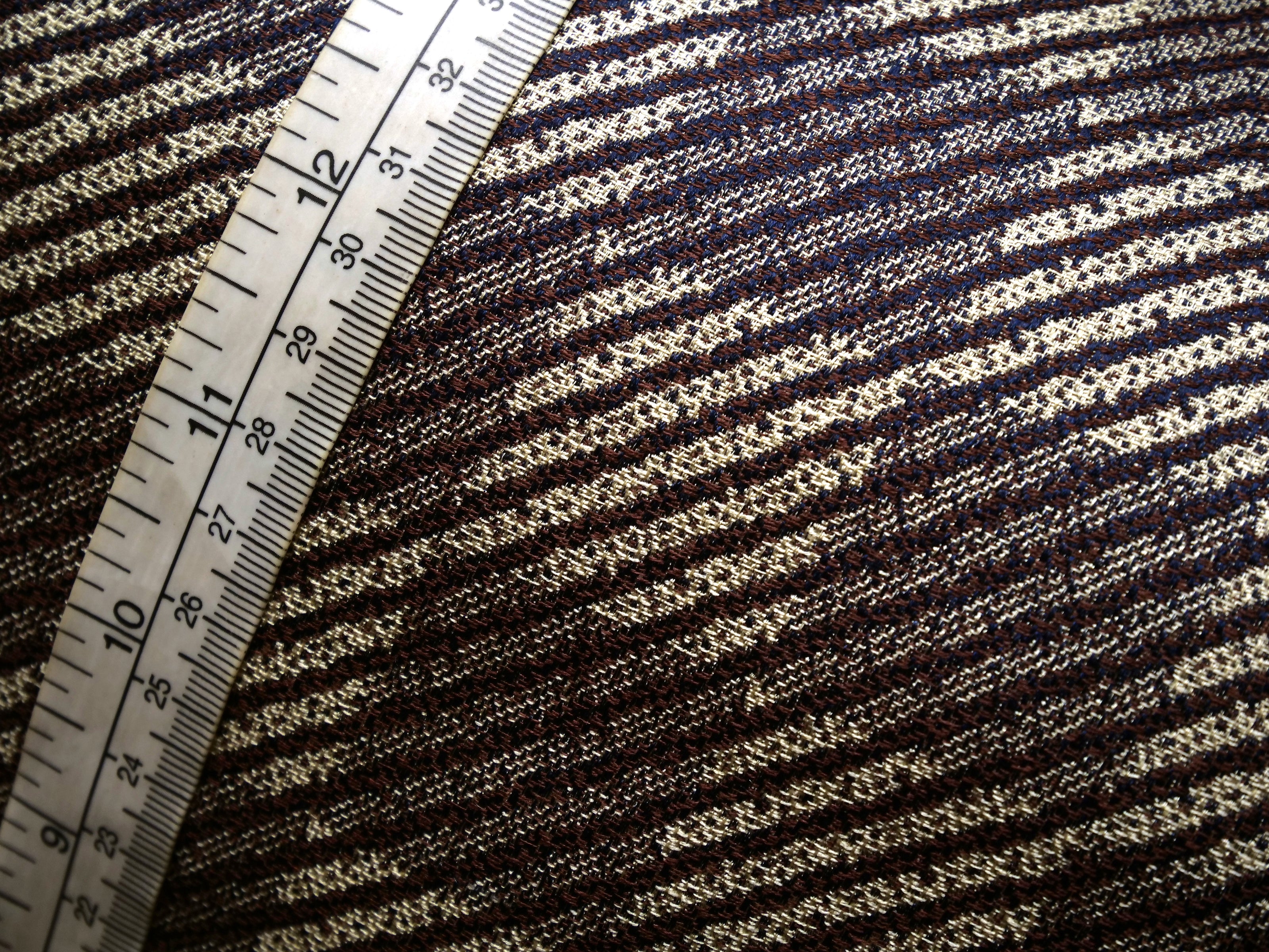 Brown Beige Diagonal Stripe Сhess pattern Silk Fabric