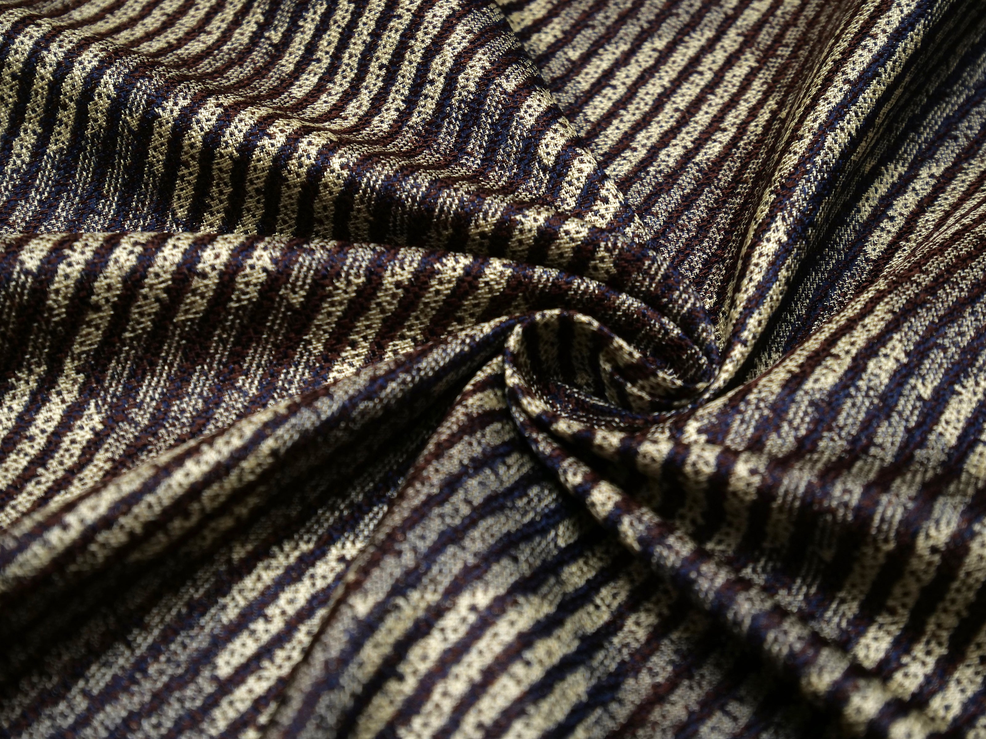 Brown Beige Diagonal Stripe Сhess pattern Silk Fabric