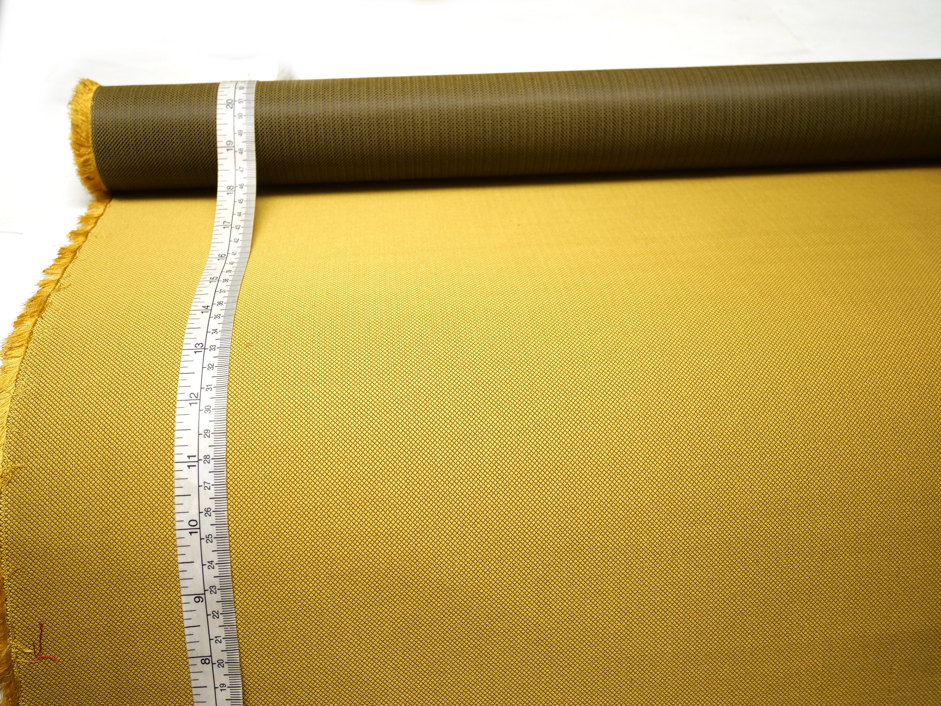 Gold Mustard Ornament Silk Fabric