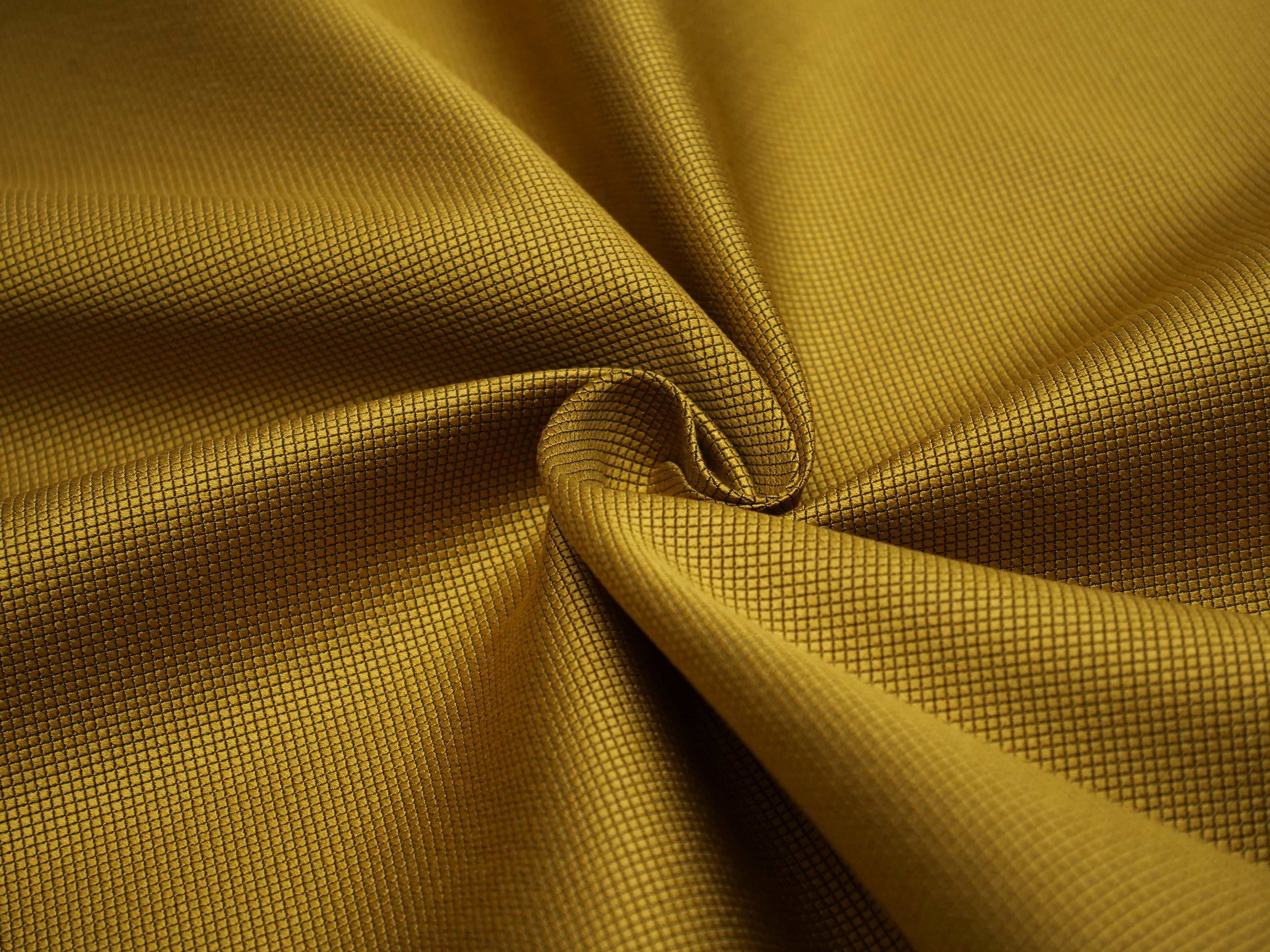 Gold Mustard Ornament Silk Fabric