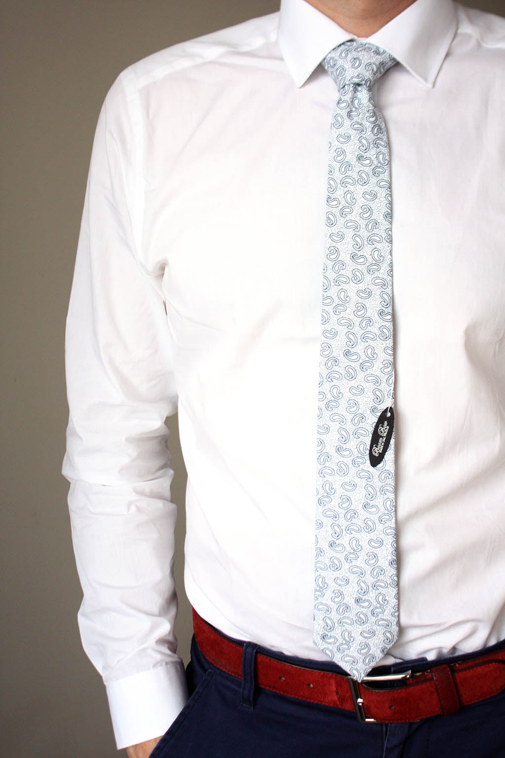 White Paisley Necktie
