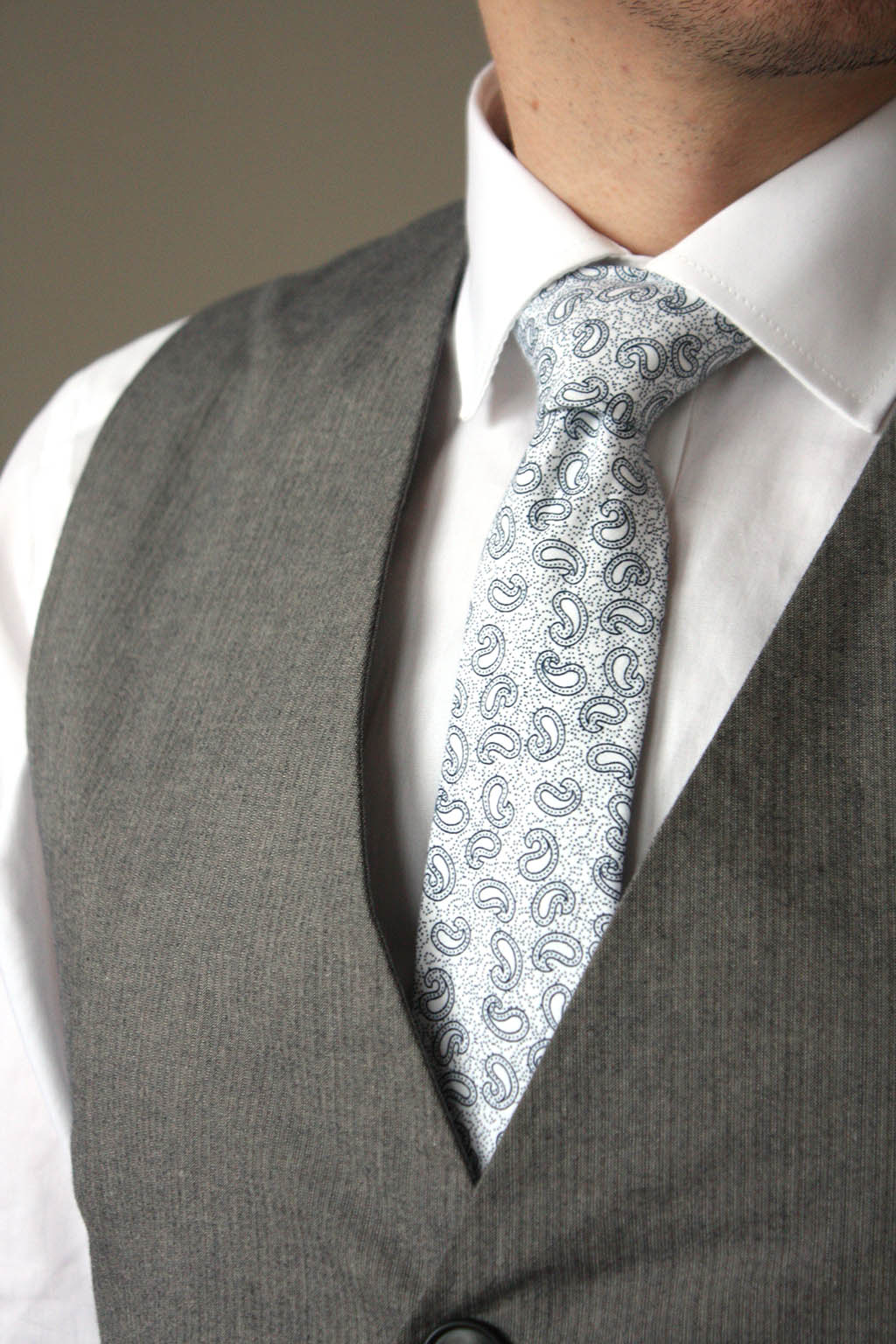 White Paisley Necktie