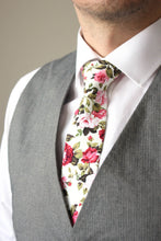 Load image into Gallery viewer, Red Pink Floral Necktie
