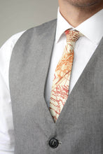 Load image into Gallery viewer, Vintage Red brown Map print necktie
