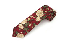 Load image into Gallery viewer, Brown Maroon Floral Necktie
