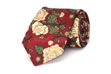 Load image into Gallery viewer, Brown Maroon Floral Necktie
