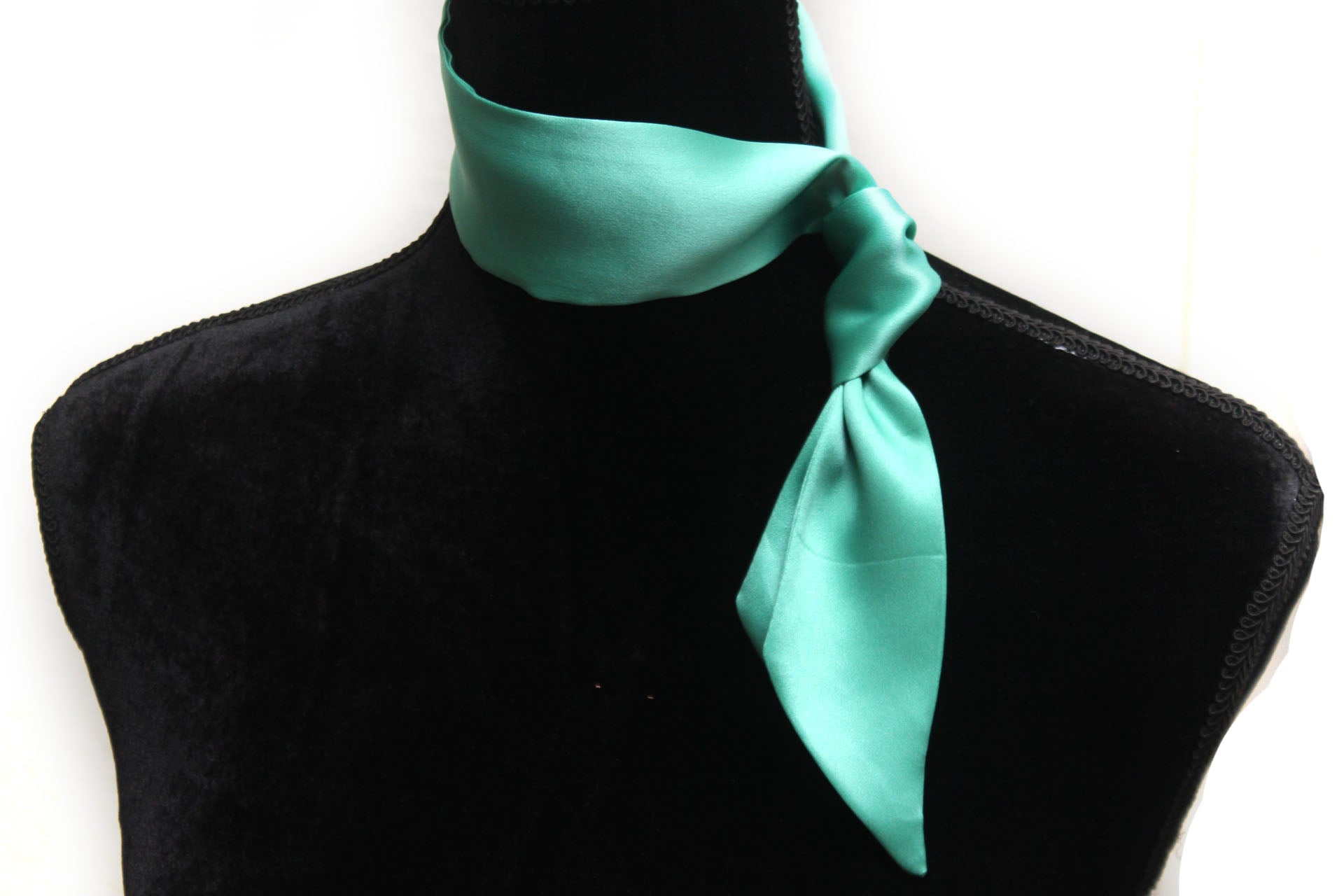 Green Silk Skinny Scarf