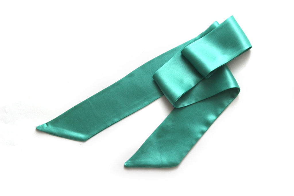 Green Silk Skinny Scarf