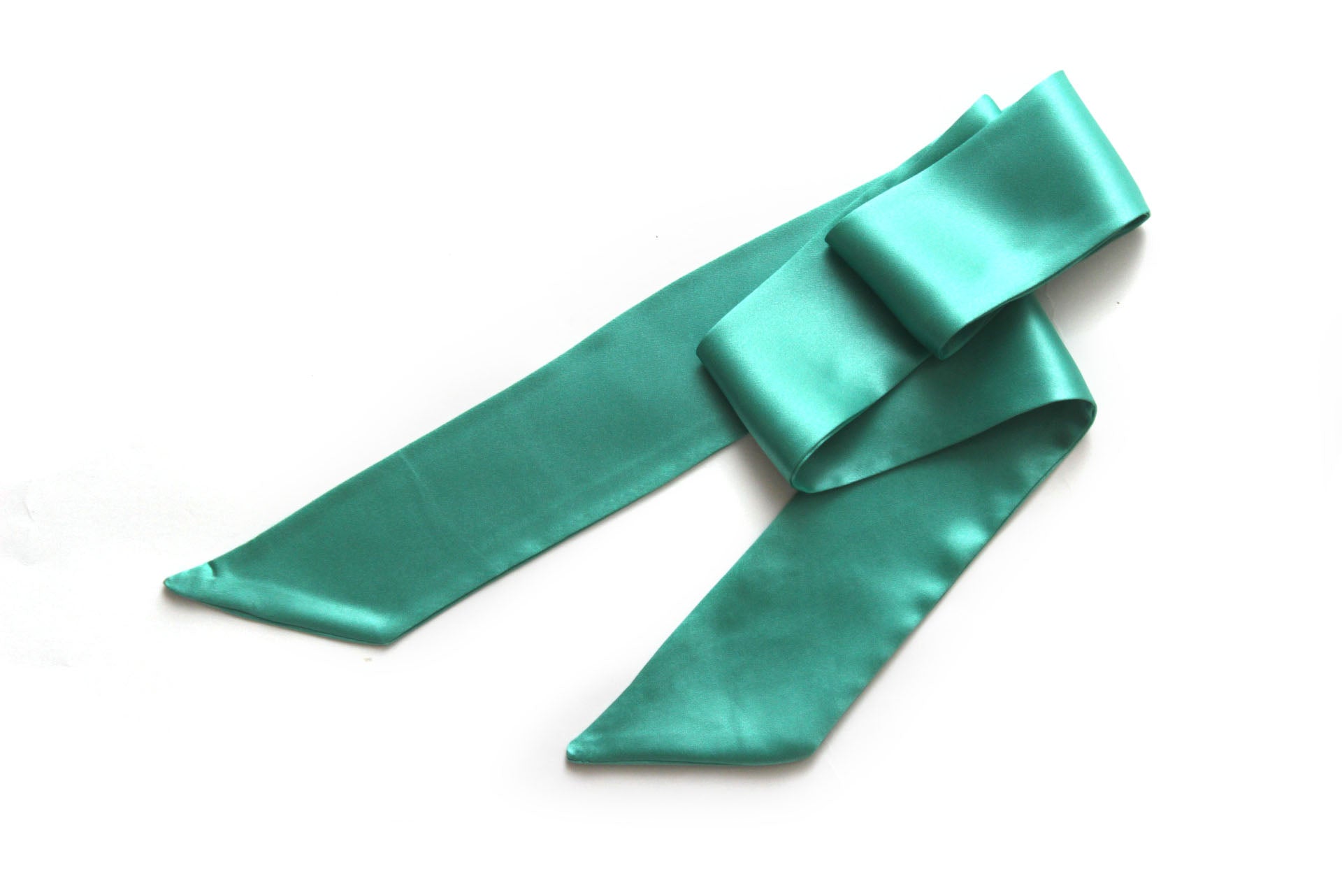 Green Silk Skinny Scarf