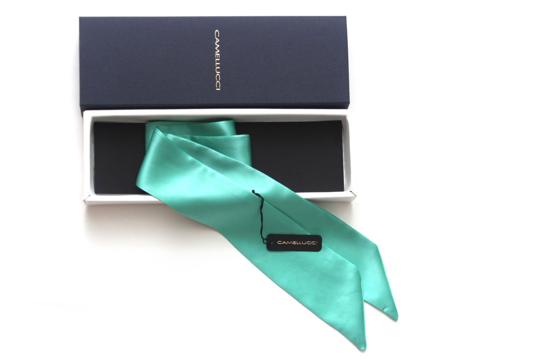 Green Silk Skinny Scarf