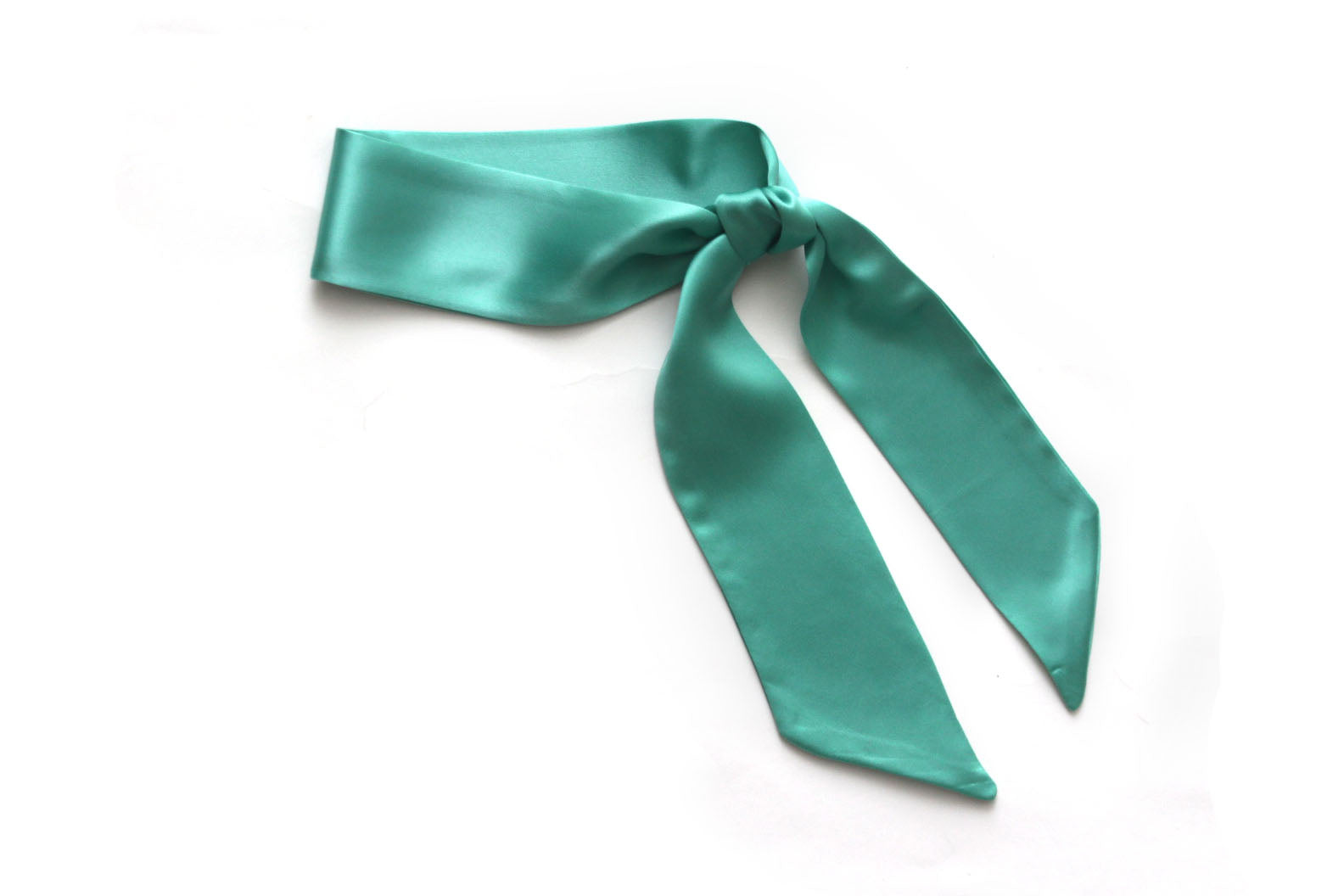 Green Silk Skinny Scarf
