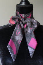 Load image into Gallery viewer, Long Black Pink Ornament Skinny Scarf
