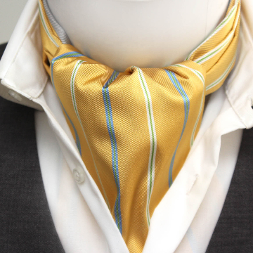 Yellow Stripe Solid Grey Reversible Ascot