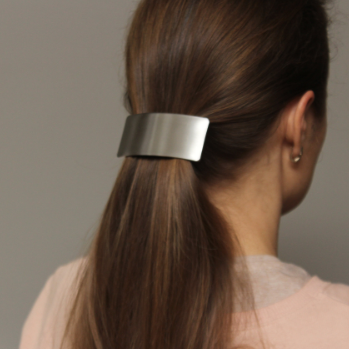 Silver Gold Semicircle Metallic Automatic Barrette
