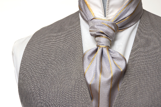 Yellow Grey Reversible Silk Ascot