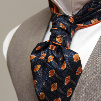 Orange Black Poppies Reversible Silk Ascot