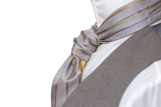 Yellow Grey Reversible Silk Ascot