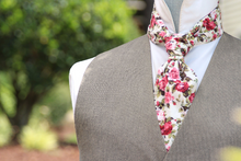 Load image into Gallery viewer, Red Pink Floral Cotton Ascot
