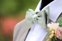Load image into Gallery viewer, Mint Brown Polka Dot Self-Tie Bow Tie
