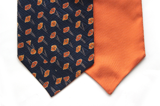 Orange Black Poppies Reversible Silk Ascot